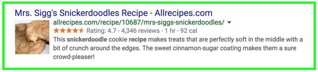 Featured Rich Snippet for Recipe