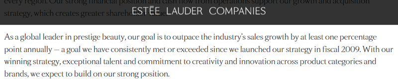 Estee Lauder investpr proposition snippet Estee Lauder investpr proposition snippet